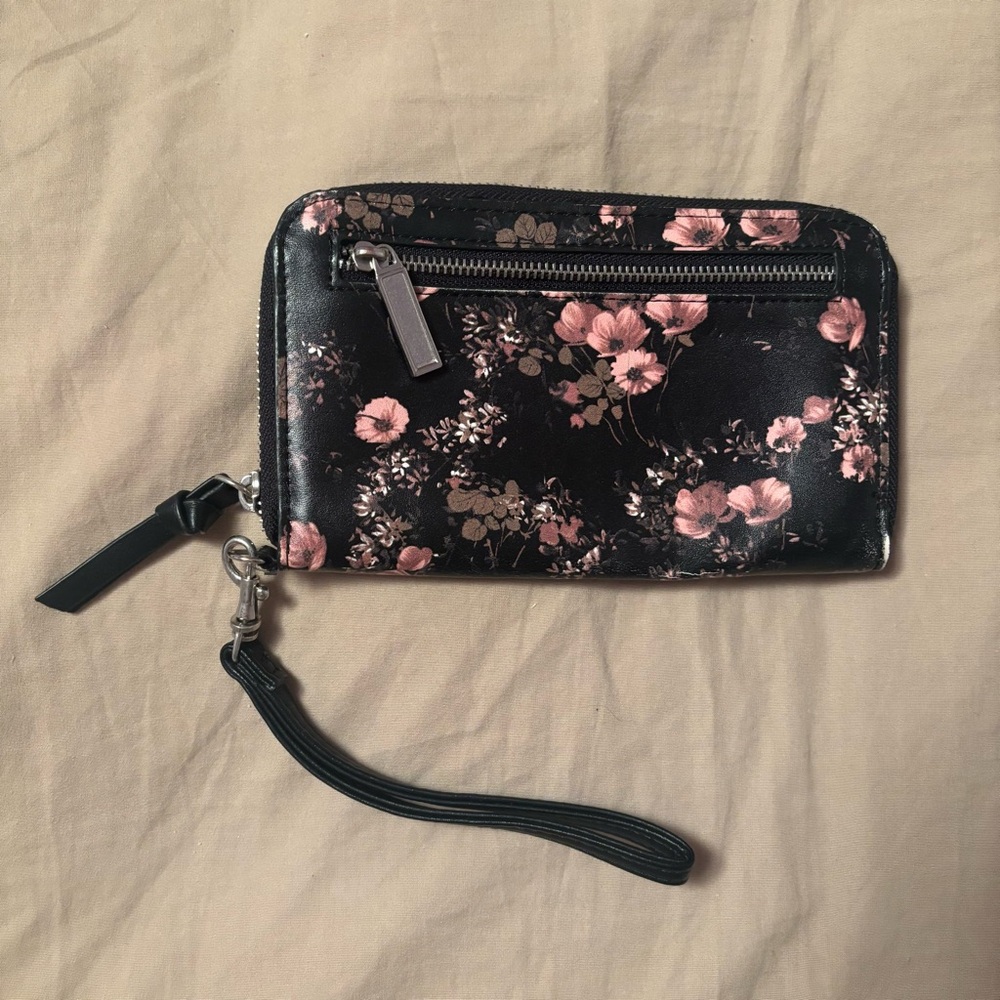 Floral Wristlet Wallet with Zipper